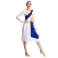 thumbnail image 2 of Haitryli Women Metallic Lyrical Dance Dress Liturgical Praise Tunic and Overlay Blue S, 2 of 7