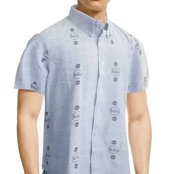 Men's Beatles Drum and Apples Dress Shirt Small Light Blue
