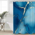 thumbnail image 2 of Blue Marble Shower Curtains for Bathroom Waterproof Fabric Bath Curtains Decor Bath Tub Curtain Abstract Yellow Ink Painting Modern Decorative Shower Curtain Sets with 12 Hooks, 72x72 Inch, 2 of 6