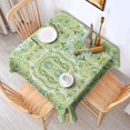 thumbnail image 2 of Green Ethnic Paisley Pattern Square Tablecloth,Waterproof Square Table Cover,Wipeable Spillproof Washable Table Cover for Home Kitchen Party Decor 60"x60"(152x152cm), 2 of 6