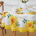 thumbnail image 5 of Sunflower Tablecloth Round 60",Summer Floral Yellow and White Table Cloth Waterproof Wrinkle-Free Tablecloth, Stain Resistant Spill Proof Dining Table Cover for Outdoor Party Picnic, 5 of 6
