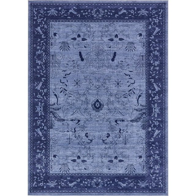 Unique Loom La Jolla Collection Tone Traditional Area Rug, 8 x 11 Feet, Blue/Navy Blue