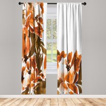 Ambesonne Floral Curtains, Watercolor Look Flowers Art, Pair of 28"x95", Sepia White