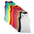 thumbnail image 1 of Studio 3 12 Pieces Pack Women's Ribbed 100% Cotton Tank Tops-Assorted Color, Racer Back, X-Large, 1 of 2