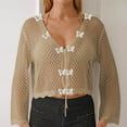 thumbnail image 6 of jobturf Swimsuit Coverup for Women Trendy Hollow Out Crochet Tops Beach Vacation Summer Shirts Cover Ups Tie Front Cardigan Swimwear, 6 of 6