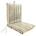 thumbnail image 4 of Jordan Manufacturing 44" x 21" Mojo Squash Multicolor Stripe and Reesa Squash Multicolor Floral Reversible Rectangular Outdoor Chair Cushion with Ties and Hanger Loop, 4 of 12