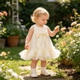 thumbnail image 5 of CAIVO Baby Girls Summer Dresses Round Neck Sleeveless Bow Detail A-Line Pure Color Knee Length Lightweight Toddler Birthday Party Dress, 5 of 8
