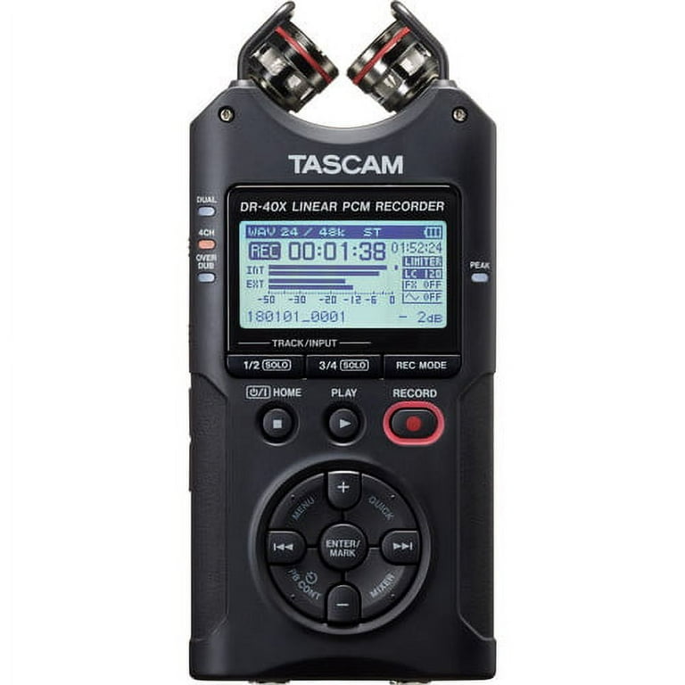 TASCAM DR-40X 4-Track Portable Audio Recorder, Stereo Sound