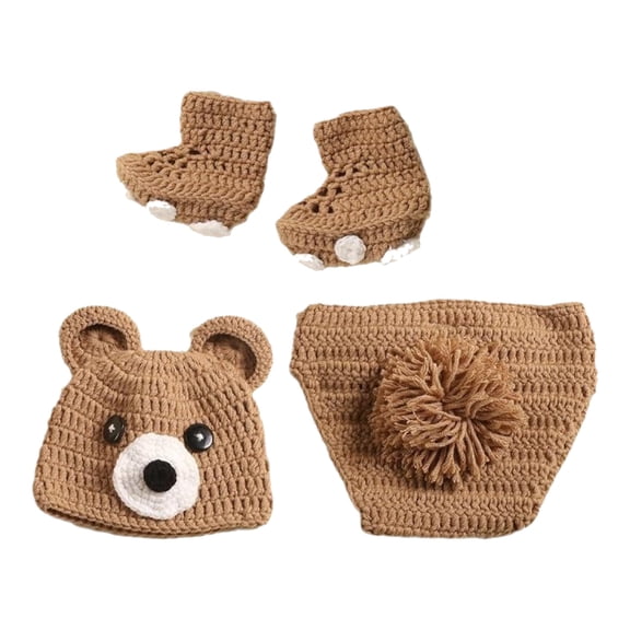 Stylish Bear Hat and Pants Set with Shoes for Newborns Baby Photoshoot Props