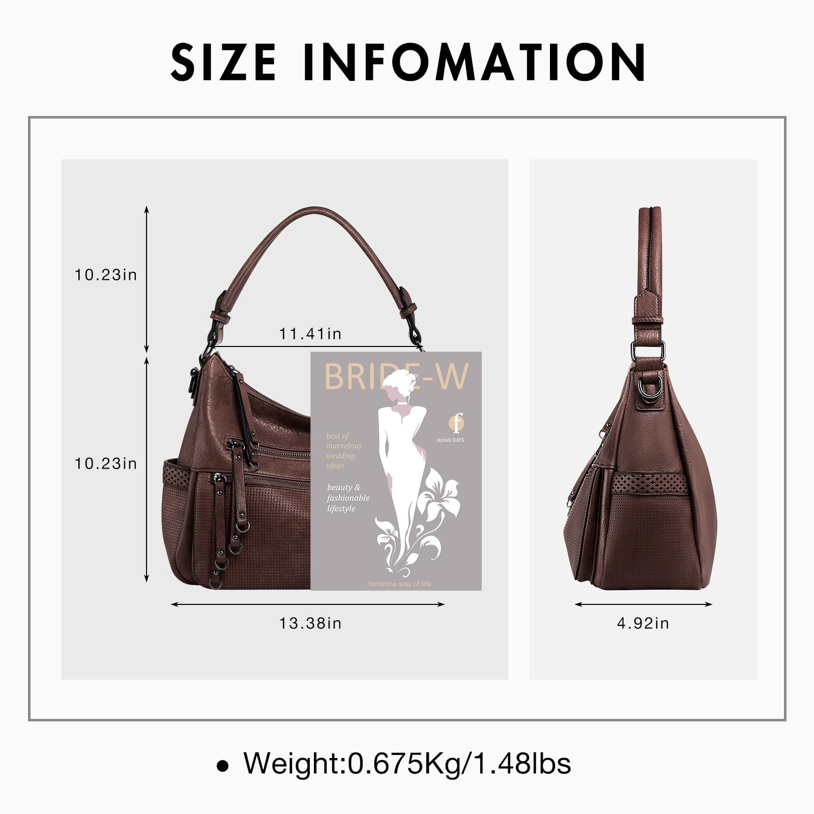 Capamaster Large Capacity Vintage Hobo Bag | Retro PU Leather 2-Way Shoulder Crossbody Purse for Women Coffee