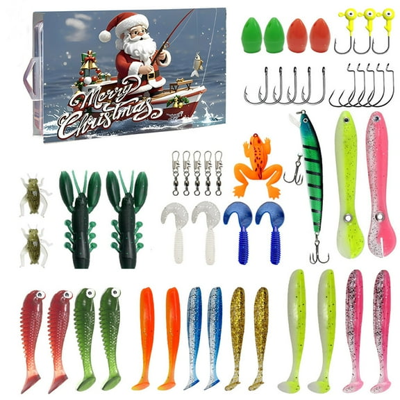 Fishing Lure Advent Calendar - 24 Days of Blind Bag Surprises for Anglers | Christmas Countdown for Men, Dad, Boyfriend | Saltwater & Freshwater Fishing Gifts
