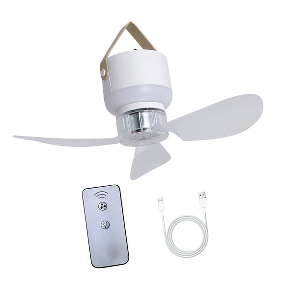 USB Rechargeable Fan With Remote And Builts In Light 11.4Inch 3 Wind Speeds For Home Camping