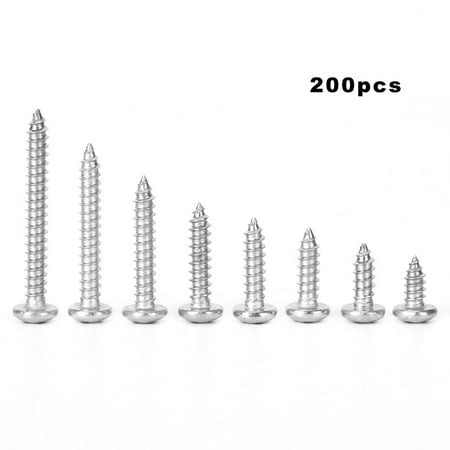 

200pcs Self Tapping Screw Cross M3.5 304 Stainless Steel Pan Head Combination Set