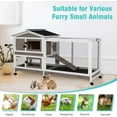thumbnail image 6 of Aivituvin 62" Rabbit Hutch with Chew-Proof Ramp & Waterproof Roof - Indoor/Outdoor Bunny Cage, 2-Story Design, 6 Lockable Caster Wheels & Dual Pull-Out Trays (Brown), 6 of 10