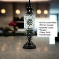 thumbnail image 2 of SILVERFEVER Turkish Cylinder Table Lamp Mosaic Glass Accent Boho Lamps Moroccan Lantern Silver Snowflake, 2 of 7