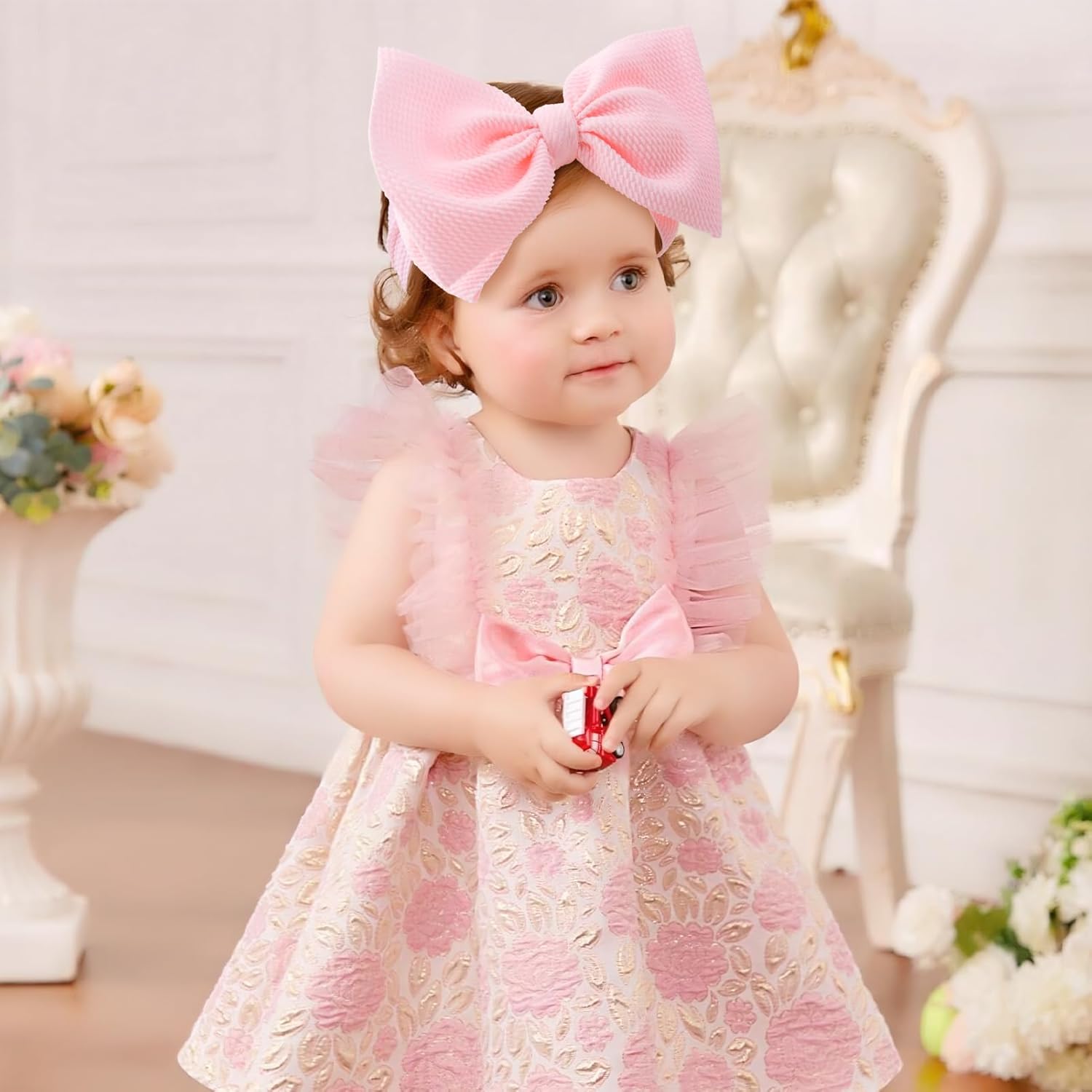 Adorable Handmade Red Bow Baby Girl Headband - Perfect Valentine's Or Christmas Gift For Newborns