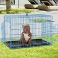 thumbnail image 2 of 36 inch Dog Crate for Medium Small Dogs Folding Portable Metal Dog Cage Kennel Double Door Pet Crate with Divider and Tray, Blue, 2 of 7