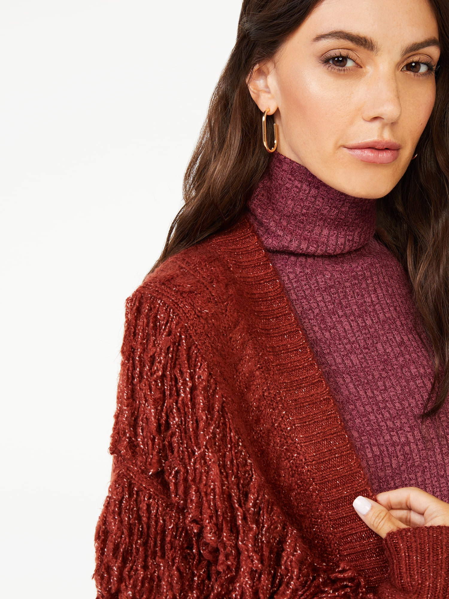 Scoop Women's Fringe Cardigan Sweater with Belt