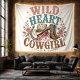 thumbnail image 6 of WILD HEART COWGIRL on Ivory Background, Playful Rustic for Western Decor Enthusiasts, Western Cowboy Desert Art, Birthday Gift, Tapestry Wall Hanging for Bedroom and Living Room, 6 of 7