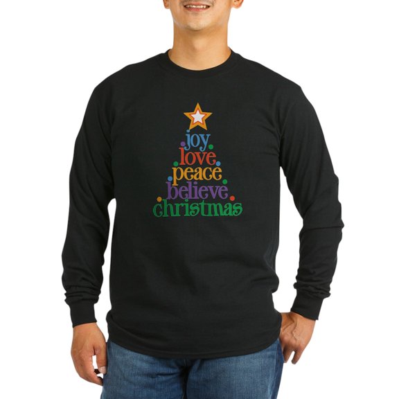 CafePress - Joy Love Christmas Long Sleeve Dark T Shirt - Long Sleeve Dark T-Shirt