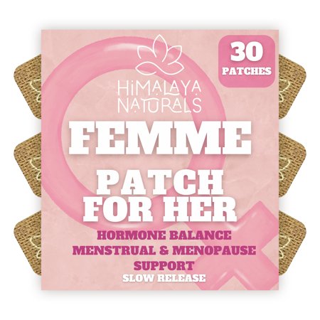 Femme Herbal Patches for Natural Menopause Relief & Hormone Balance Support During Mensturation | 30 Day Supply | Gentle Care for Women