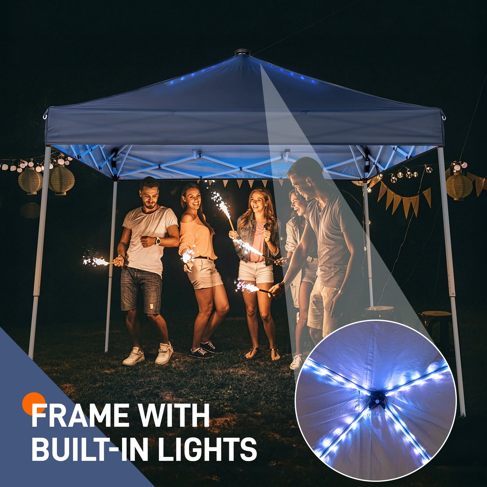 Ktaxon, 10x10 Ez Pop Up Canopy Tent, UPF50+, Built-in LED Lights