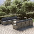 thumbnail image 1 of vidaXL 9 Piece Garden Lounge Set with Cushions Grey Poly Rattan, 1 of 5