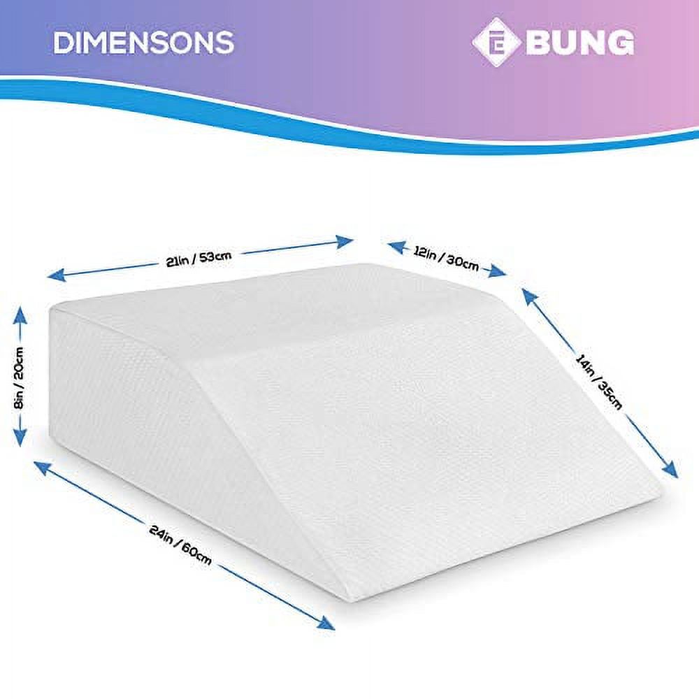 Ebung Leg Elevation Memory Foam Pillow | Elevating High Density Foam Wedge with Washable Cover | 24" (L) x 21" (W) x 8" (H)