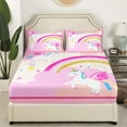 thumbnail image 3 of Erosebridal Cute Unicorn Sheet Set Twin,Bling Glitter Bedding Sets Twin SizeCartoon Rainbow Twin Sheet Sets,Ultra Soft Princess Room Decoration,3pcs, 3 of 7