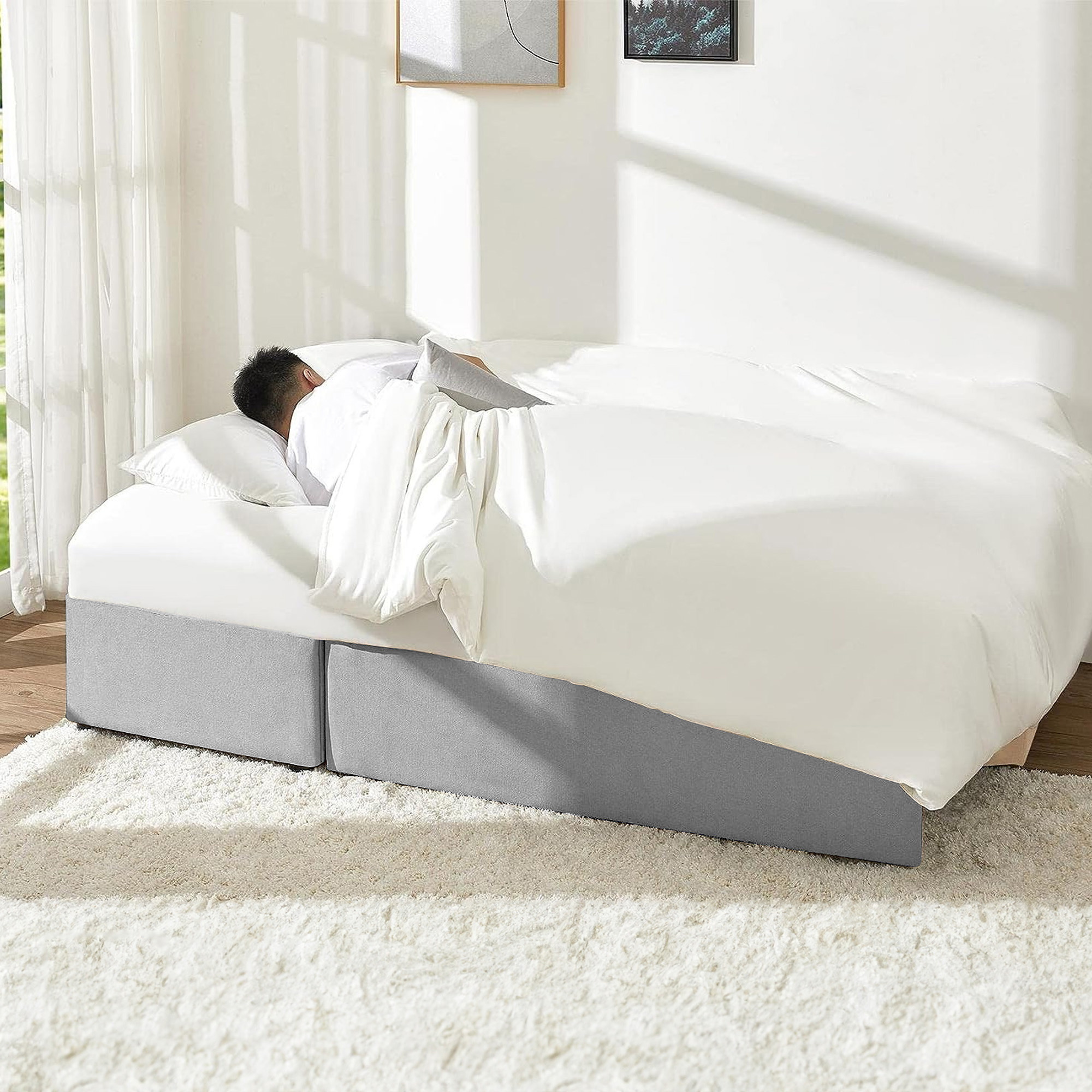 Aukfa 83" Sofa Bed, Sleeper Sofa, Pull Out Bed w/ Storage Chaise for Living Room, Linen, Beige