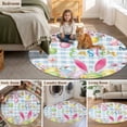 thumbnail image 5 of Happy Easter Round Area Rug 6Ft Washable Circle Rugs for Bathroom Office, Spring Watercolor Bunny Eggs Flower Blue Plaid Non-Slip Carpet Floor Mats Indoor Outdoor Carpet Runner Aesthetic Home Decor, 5 of 8