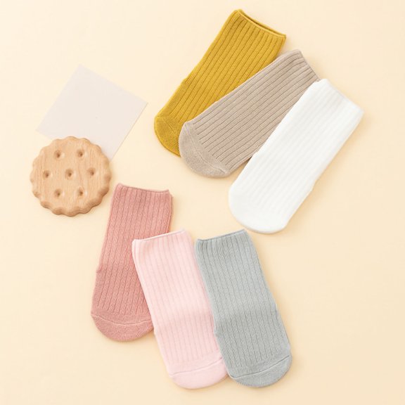 THDHVS Toddler Socks,Boys Socks,Toddler Solid Color Socks Thin Breathable Material for All-Day Comfortable Mid-Crew Socks with Antiskid Soles Are Ideal for Pre-Walkingand Toddlers Gray M