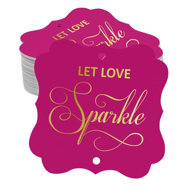 Inkdotpot Pack Of 100 Let Love Sparkle Wedding Paper Tags DIY Craft Bracket Shape Real Gold Foil Hang Tags