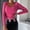 Hot Pink, variant on Goodtrade8 Long Sleeve Plus Size Tops for Women Beaded Black Crew Neck Casual Solid Color Plus Size Shirts for Women