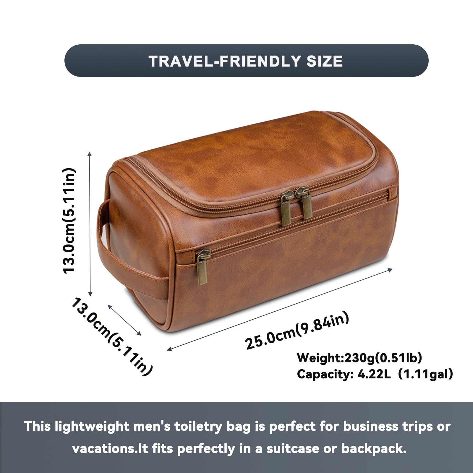 Toiletry Bag for Men, Small Leather Travel Pouch Bag with Hanging hook,Travel Essentials Dopp kit, Men's Shaving Grooming Kit,Gifts for Father, Dad, Boyfriend, Grandpa, Shaving Kit