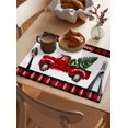 thumbnail image 3 of Placemats Set of 8, Red Truck Christmas Woven Placemat, Linen Place Mats for Kitchen/Dining Tables, Plaid Xmas Tree Snowflake Washable Table Mats for Party, 3 of 8