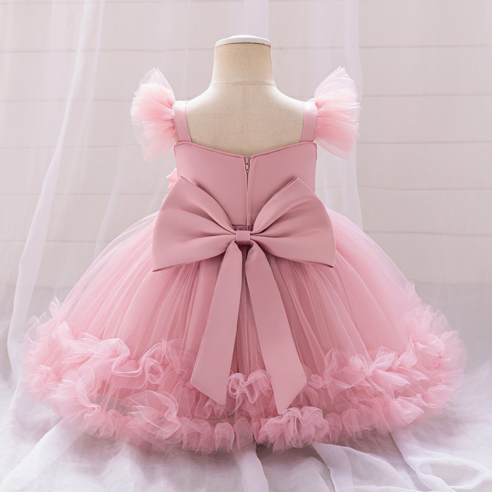 Sequins Prom Dresses for Girls Tulle-Tutu 6M-3Y Toddlers Kids Cute Cap Sleeve Floral High Waisted A-Line Solid Evening Party Dress 2025