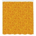 thumbnail image 3 of Orange Shower Curtain, Swirling Spiral Leaves in Abstract Style Autumn Nature Inspired Design, Fabric Bathroom Set with Hooks, 69W X 75L Inches Long, Orange and Vermilion, by Ambesonne, 3 of 3