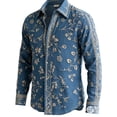 thumbnail image 2 of Yaoyar Mens Hawaiian Floral Long Sleeve Shirt Tropical Button Down Printed Aloha Shirts Wedding Beach Vacation with Pocket, 2 of 5