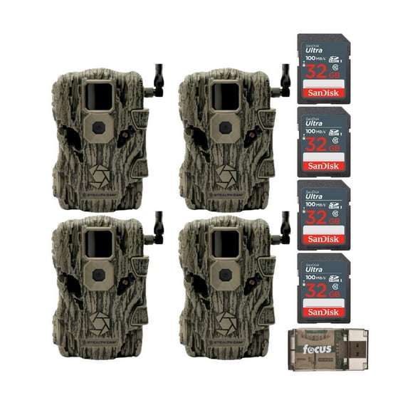 Stealth Cam Fusion x 26 Megapixel Trail Camera (Verizon, 4-Pack) with 32GB SD Card (4-Pack) Bundle