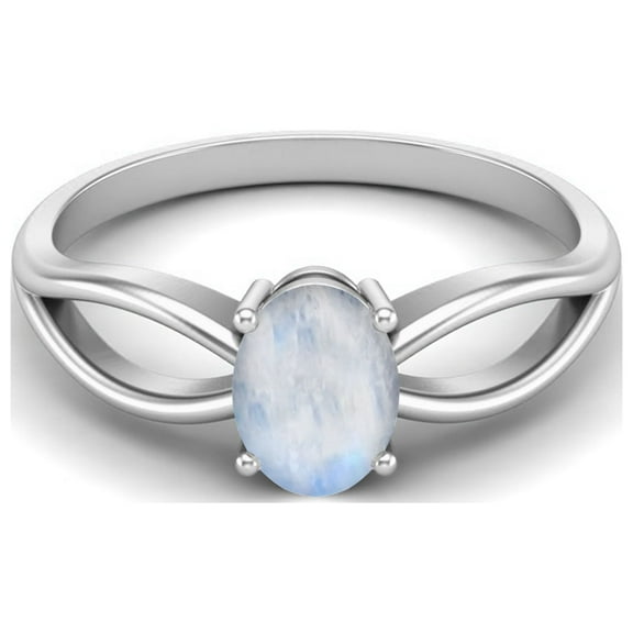 Mooneye 7X5 mm Oval Cut Moonstone 925 Sterling Silver Solitaire Celtic Mother's Day Gift Ring