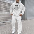 thumbnail image 2 of Print Hoodie and Joggers Two Piece Casual Outfit Pullover Sweatshirt with Matching Full Length Pants White XXXL, 2 of 7