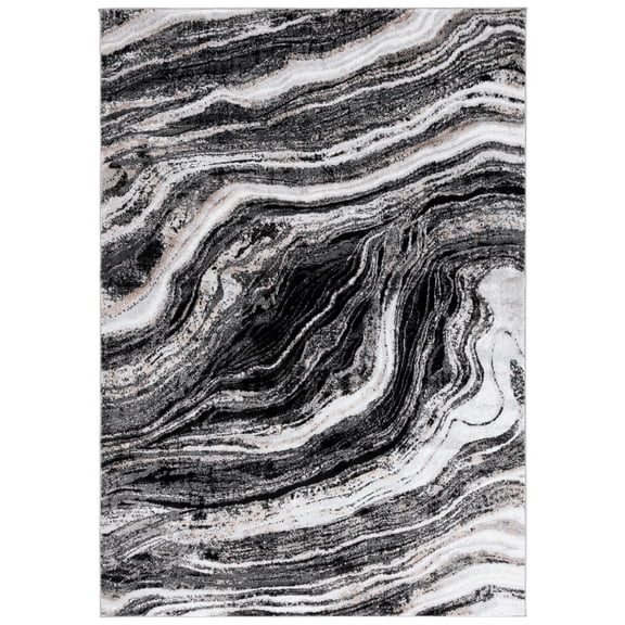 SAFAVIEH Parker Sheeva Abstract Area Rug, Black/Ivory Gold, 6' x 9'