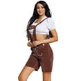 thumbnail image 6 of Hpapadks Women's Pants Oktoberfest Bavarian Style Denim Overalls Lederhosen Shorts Slacks for Women Brown M, 6 of 7