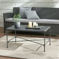 thumbnail image 4 of CoSoTower 36.75" Outdoor Iron Coffee Table - Black Brush Silver Patio Table for Garden, Deck or Porch - Powder Coated 20.75" D x 18" H - Easy Assembly, 4 of 9