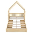 thumbnail image 5 of Euroco Wood Queen Bed, House Platform Bed with 2 Storage Drawers for Adults, Natural, 5 of 12