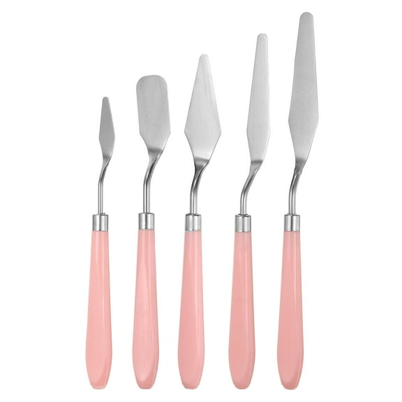 5 Pieces Painting Palette Knife Set Stainless Steel Spatula Painting Pallet Tools Scrapers Pink