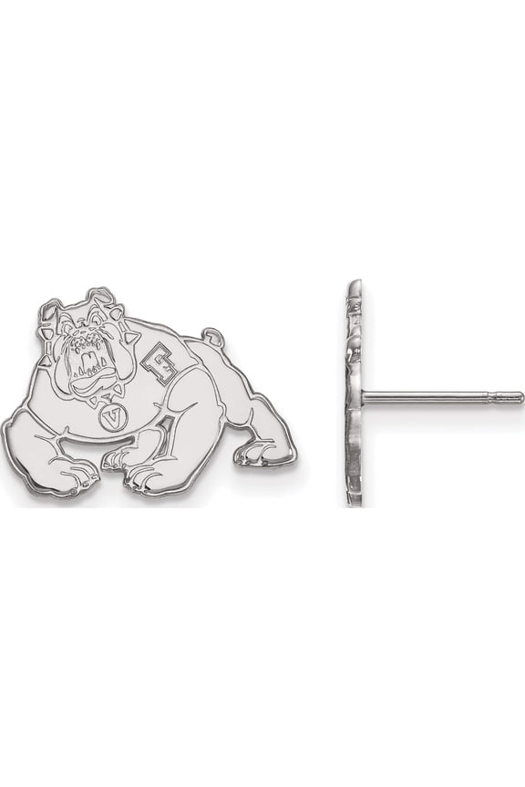 Sterling Silver S. Rh-P Logoart California State U Fresno Small Post Earrings (12 X 17) Made In United States ss006csf