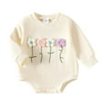 thumbnail image 4 of CAICJ98 Newborn Baby Girl Clothes 3D Floral Long Sleeve Sweatshirt Romper Onesie Bodysuit Fall Winter Infant Outfits (Beige,0-3 Months), 4 of 5