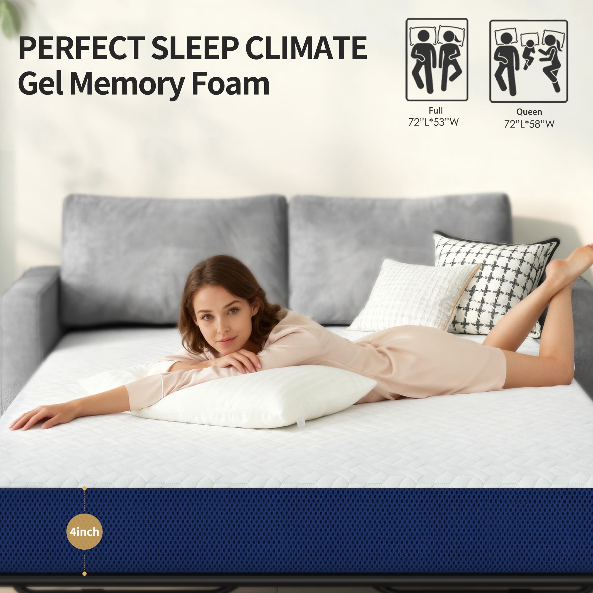 Timber Vibe Studio Adult 4 in Cooling Technology Full Medium Tight Top Gel Mattresses